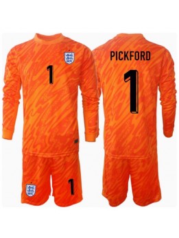 England Jordan Pickford #1 Målvakt Replika Hemmakläder Barn EM 2024 Långärmad (+ byxor)